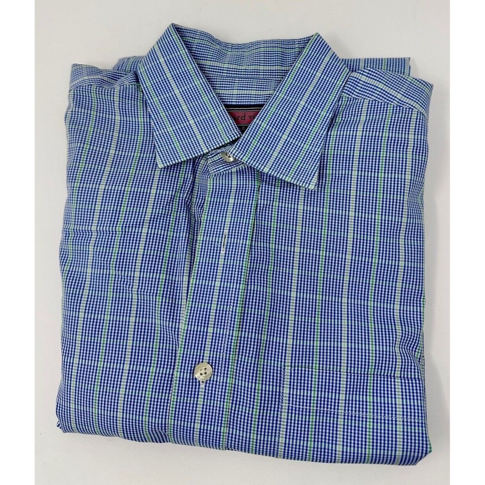 Vineyard Vines Button Down Burgee Shirt Adult M Pink Blue Check Cotton Mens